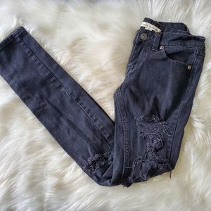 Forever 21 destroyed black low rise jeans